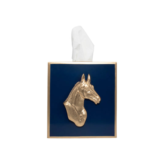 Regency Horse Head Tissue Box Cover Navy