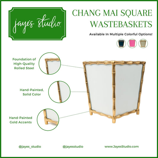 Mattie Chang Mai Square Wastebasket White - Available 4/17