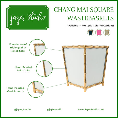 Mattie Chang Mai Square Wastebasket Navy - Avail 5/15