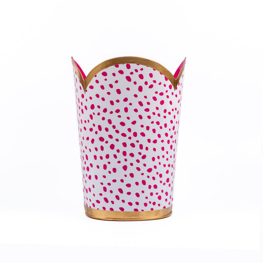 Spot-On Hand Painted Tulip Wastebasket White & Pink 17