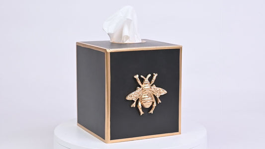 Regency Bee Tissue Box Cover Black