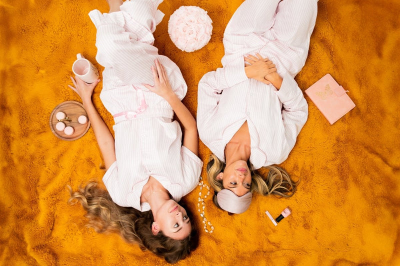 Ticking Stripe Luxe Sateen Capri Pajama Set - Light Pink - Pajama Sets from Jaye's Studio