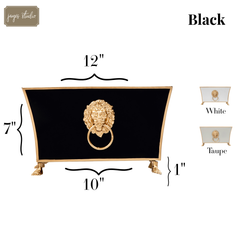 Regency Paws and Claws Black Rectangular Fluted Metal Cachepot Planter for Entryway, Mantle, Home Office, Kitchen and Living Room