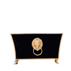 Regency Paws and Claws Black Rectangular Fluted Metal Cachepot Planter for Entryway, Mantle, Home Office, Kitchen and Living Room