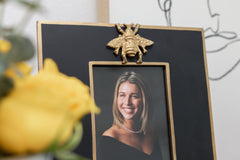 Paws and Claws Black Bee Rectangular Photo and Picture Frame For Home - Bedroom, Home Office - with Gold Bee Decor 5x7