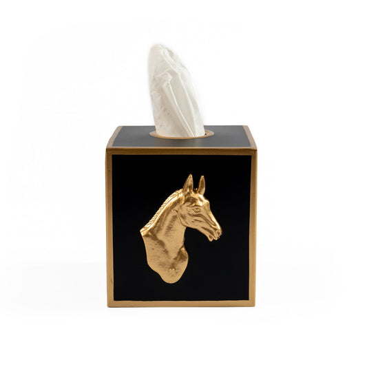 Regency Horse Head Tissue Box Cover Black