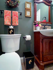 Regency Horse Head Black Bathroom Trash Can, Wastebasket, Dustbin for Bedroom, Home Office, Vanity - Square without Lid