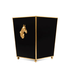 Regency Horse Head Black Bathroom Trash Can, Wastebasket, Dustbin for Bedroom, Home Office, Vanity - Square without Lid