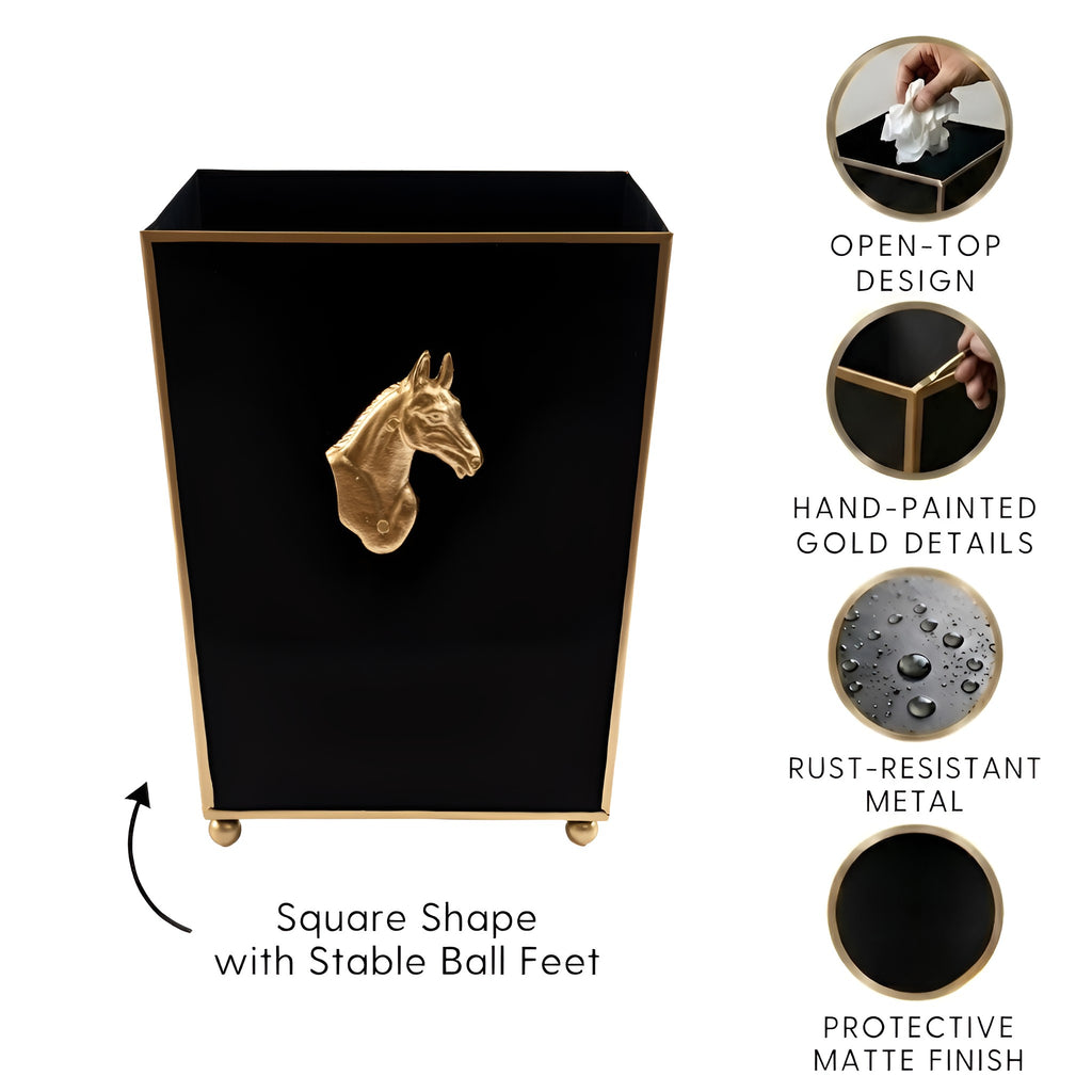 Regency Horse Head Square Wastebasket