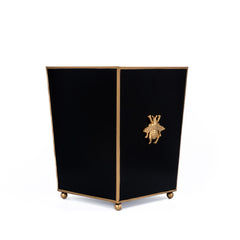 Regency Bee Black Wastebasket, Bathroom Trash Can, Wastebasket for Vanity, Home Office, Bedroom - Square without Lid with Lion Decor