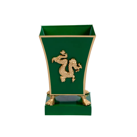 Regency Dragon Fluted Square Cachepot Planter 6 - Emerald Green - Avail 2/14