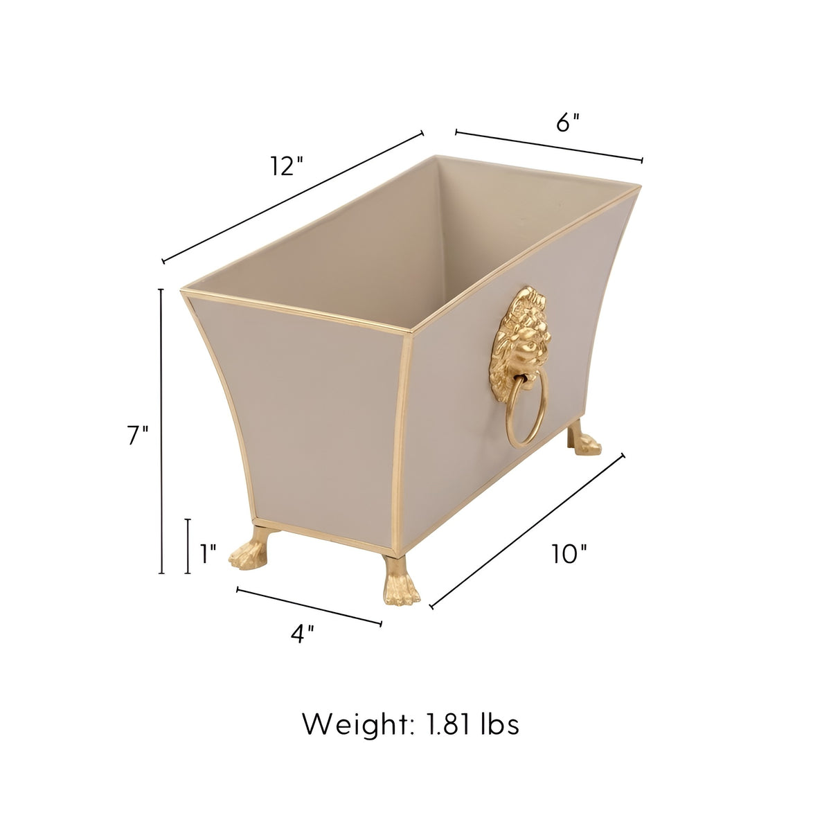 Regency Fluted Rectangle Paws & Claws Cachepot - Avail 11/11