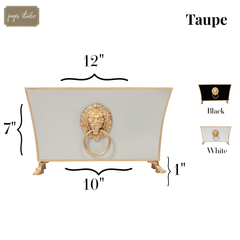 Regency Paws and Claws Taupe Rectangular Fluted Metal Cachepot Planter for Entryway, Mantle, Home Office, Kitchen and Living Room