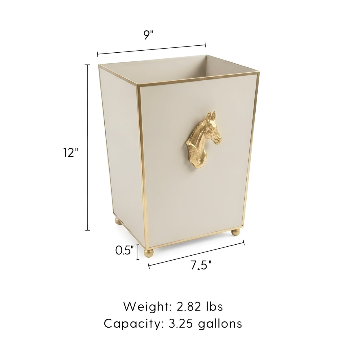 Regency Horse Head Square Wastebasket