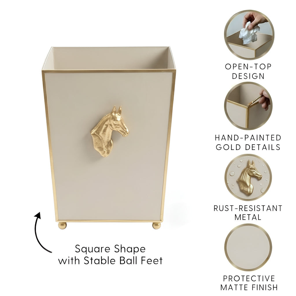 Regency Horse Head Square Wastebasket