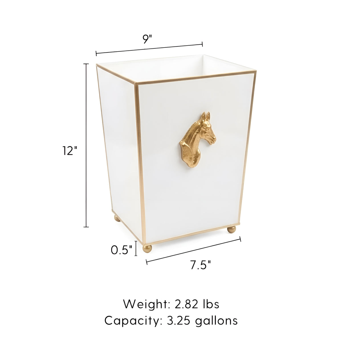 Regency Horse Head Square Wastebasket - Avail 10/10