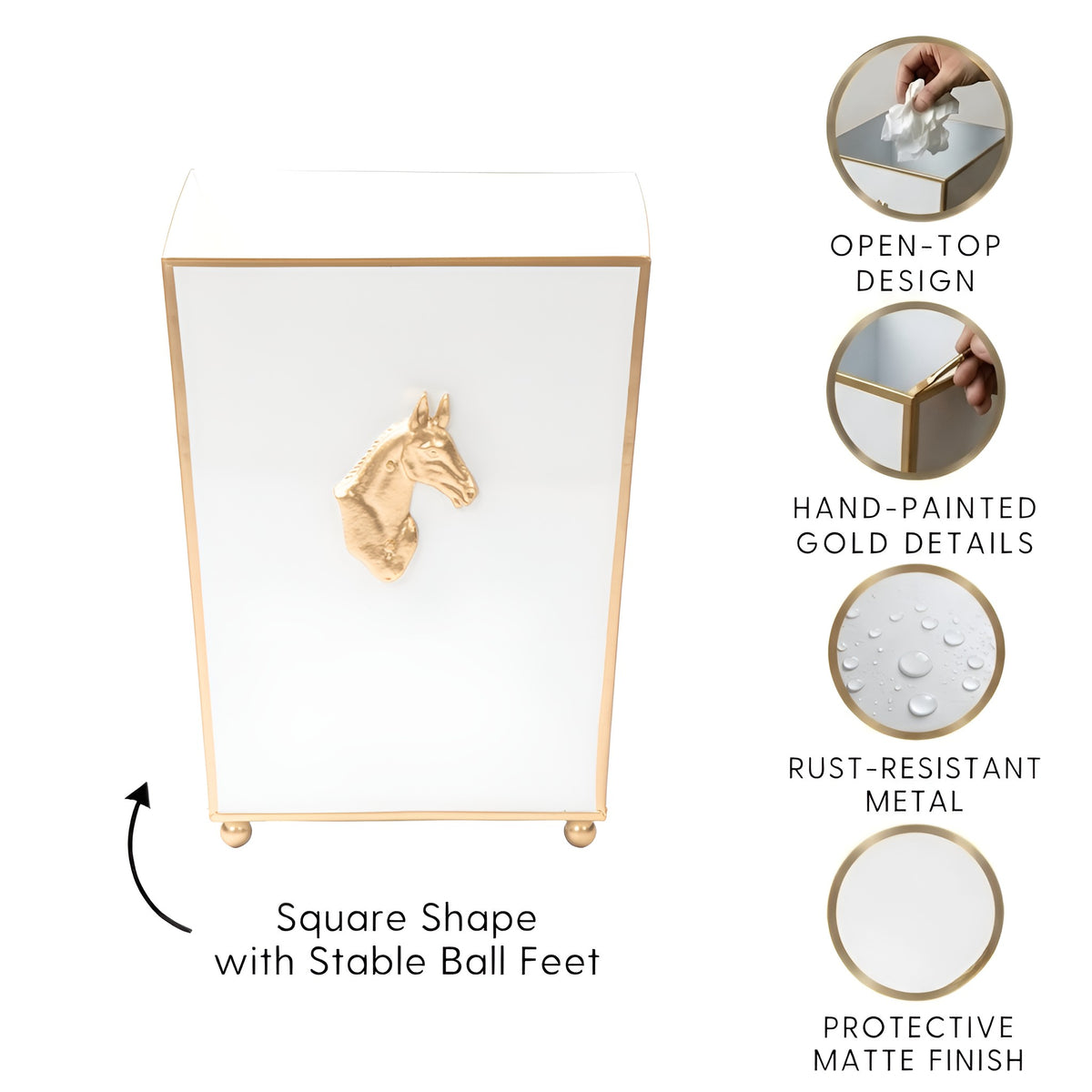 Regency Horse Head Square Wastebasket - Avail 10/10