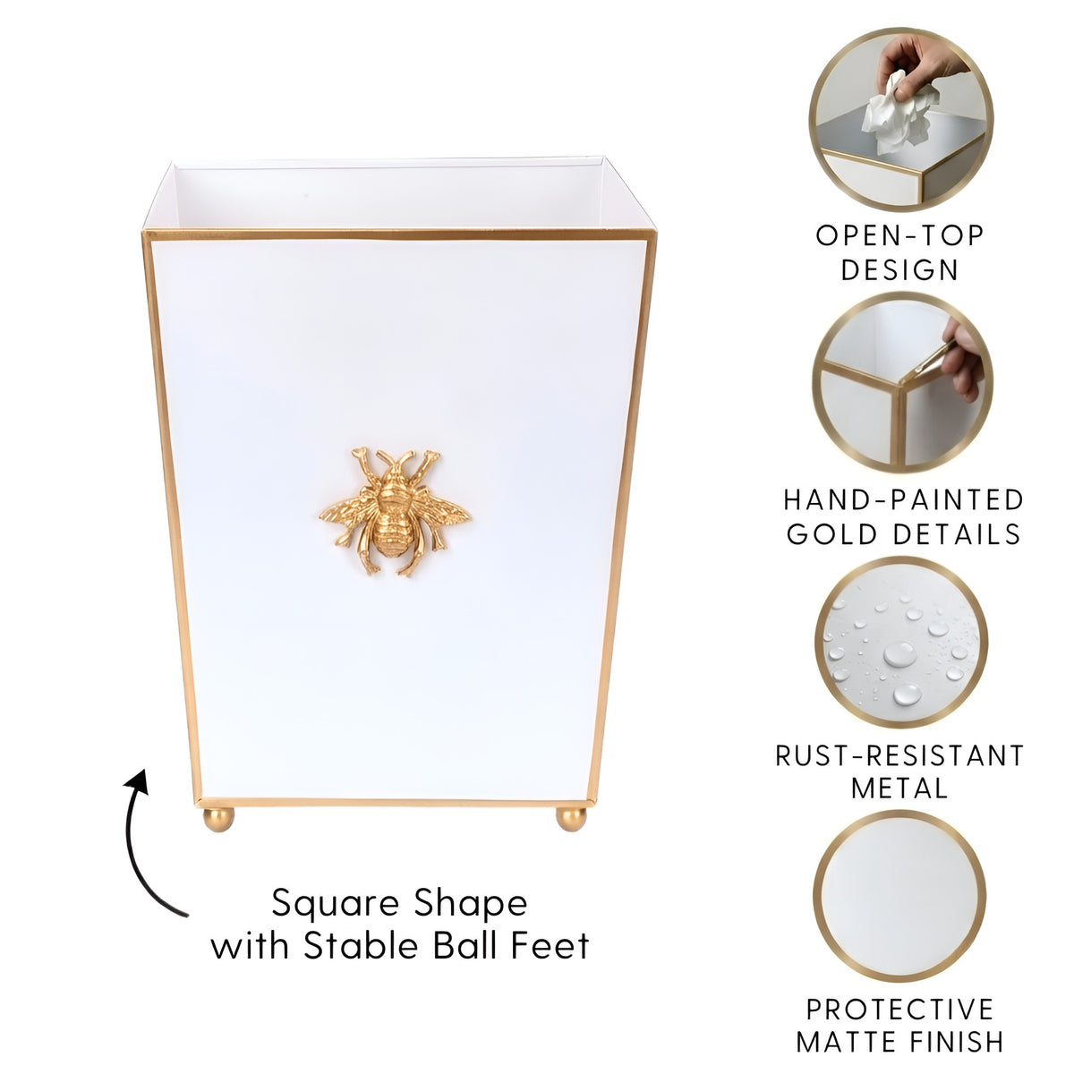 Regency Bee Square Wastebasket