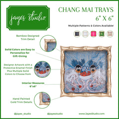 Sour Patch Monkey Enameled Blue Square Chang Mai Cocktail Napkin Tray - Decorative Tray