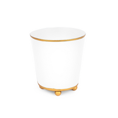 Mattie White Round Metal Cachepot For Bedroom, Office, Kitchen, Living Room