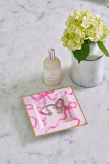 Ribbons of Hope Pink Enameled Square Decorative Trinket Tray, Catch All Tray, Jewelry Tray for Vanity, Bathroom, Bedside Home Office