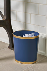 Mattie Indigo Blue Oval Metal Garbage Can, Wastebasket, Bathroom Trash Can for Home Office, Bedroom, Vanity - Oval without Lid