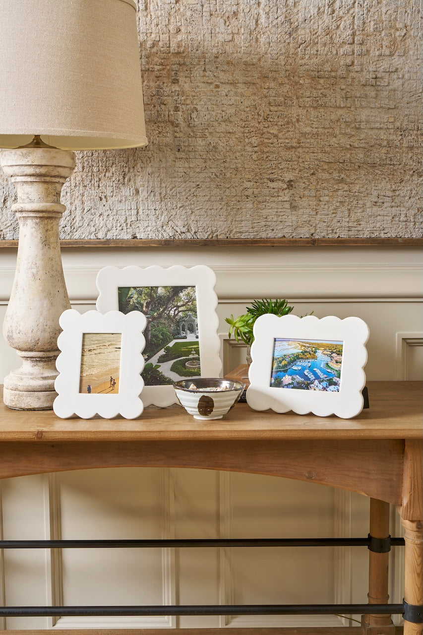 Gracie Scalloped Photo Frame - White - Avail 09/24