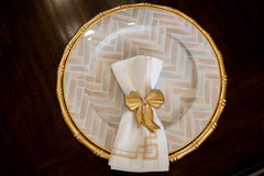Herringbone Enameled Taupe Charger Plate For Dinnerware, Place settings, Entertaining, Table Top (Pk of 4)