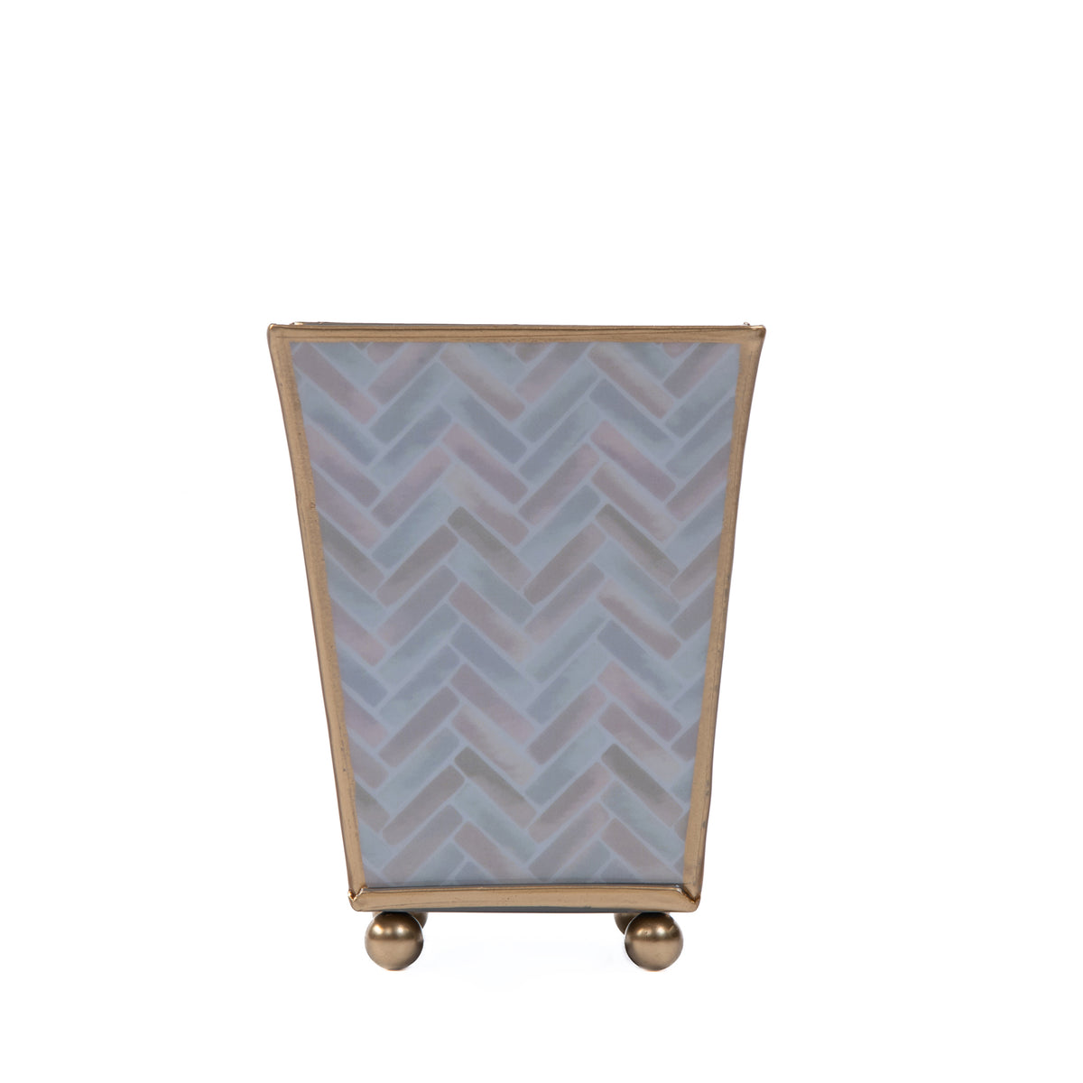 AS-IS Herringbone Enameled Square Cachepot Planter 4 - Seconds FINAL SALE