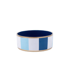 Cabana Stripe Enameled Blue and Light Blue Pet Bowl For Dogs and Cats