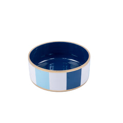 Cabana Stripe Enameled Blue and Light Blue Pet Bowl For Dogs and Cats