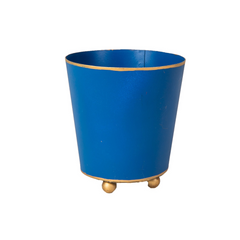 Mattie Blue Round Metal Cachepot Planter For Bedroom, Office, Kitchen, Living Room