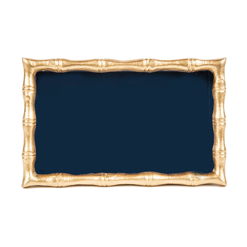 Navy Rectangle Chang Mai Decorative Tray For Garden Party and Home Decor - 10x7x3 - The Color Block Collection