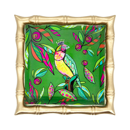 AS-IS - King Finch Enameled Chang Mai Tray 6x6 - Seconds FINAL SALE