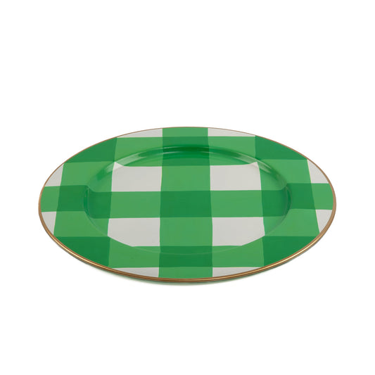 Buffalo Plaid Hand Painted Charger (4 Pack) Holiday Green