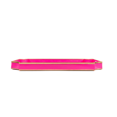 White and Pink Rectangular Jaye Serving Tray For Kitchen and Dining - 12 in x 18 in x 2 in - The Buffalo Plaid Collection