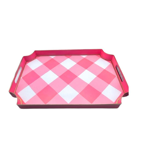 AS-IS - Buffalo Plaid Hand Painted Jaye Tray - Seconds FINAL SALE