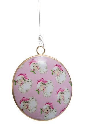 Jolly Santa Ornament (single) - Light Pink