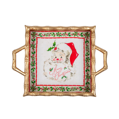 Merry Enameled Chang Mai Tray 12x12 - Red - Avail 12/05