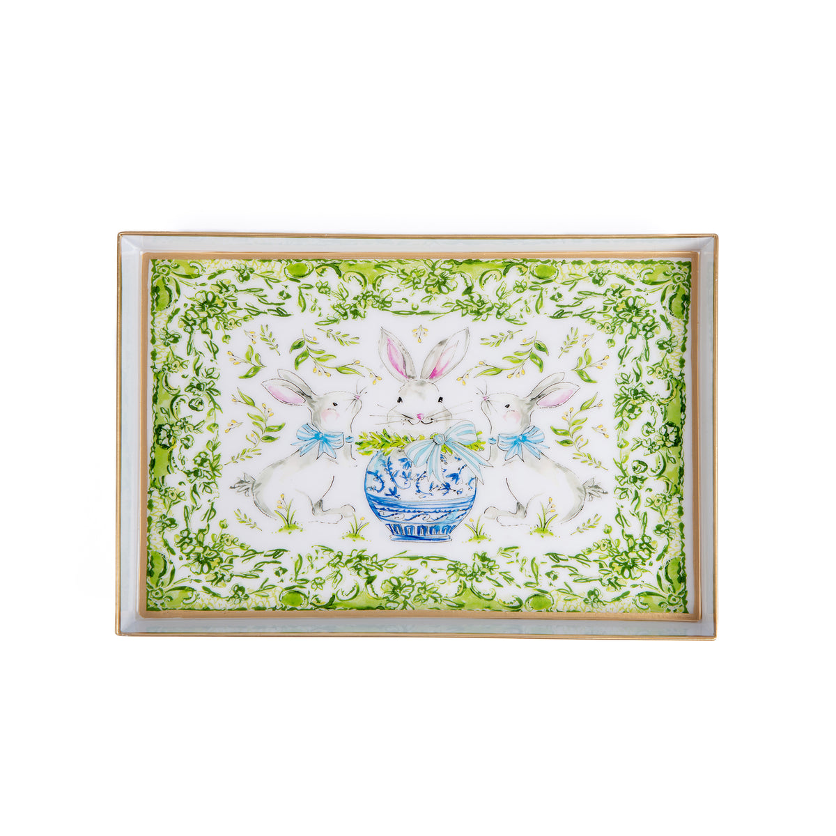 Bunny Trio Enameled Oliver Tray 8x12 - Avail 02/21