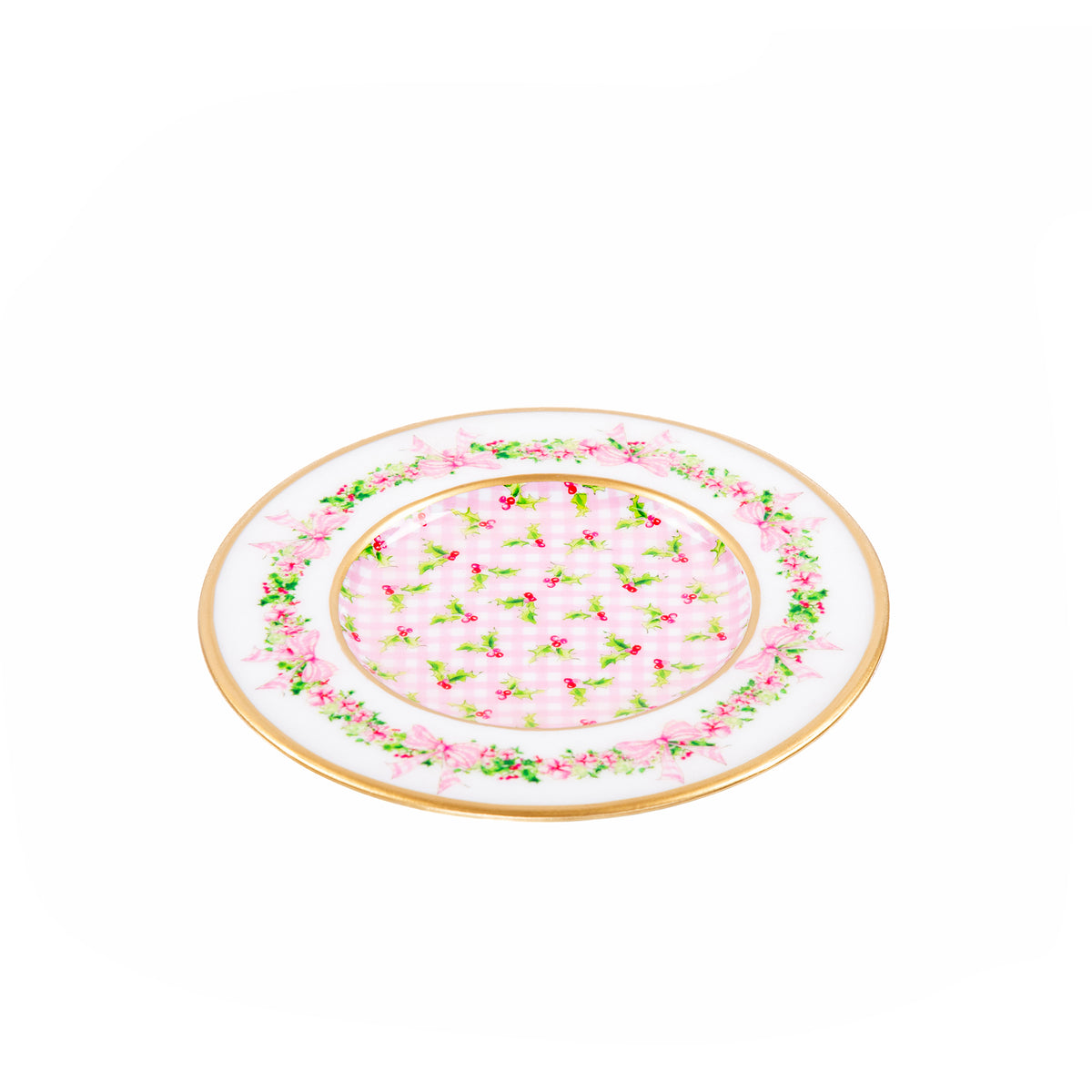 Holly Berry Dessert Plate (4pk) - Light Pink - Avail 12/05