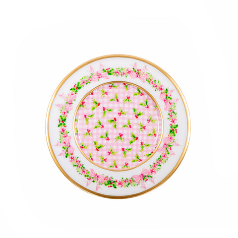 Holly Berry Dessert Plate (4pk) - Light Pink - Avail 12/05