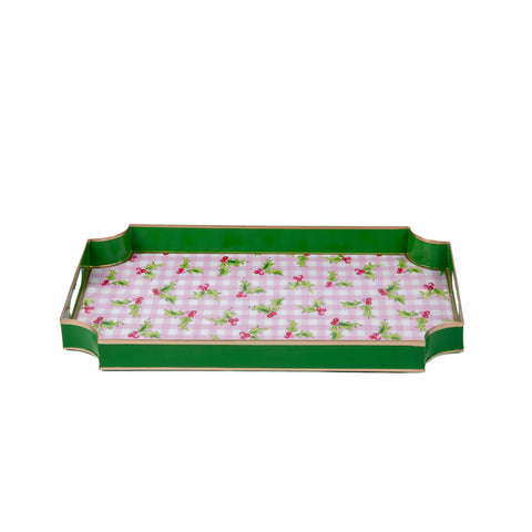 Holly Berry Enameled Jaye Tray - Light Pink - Avail 12/05