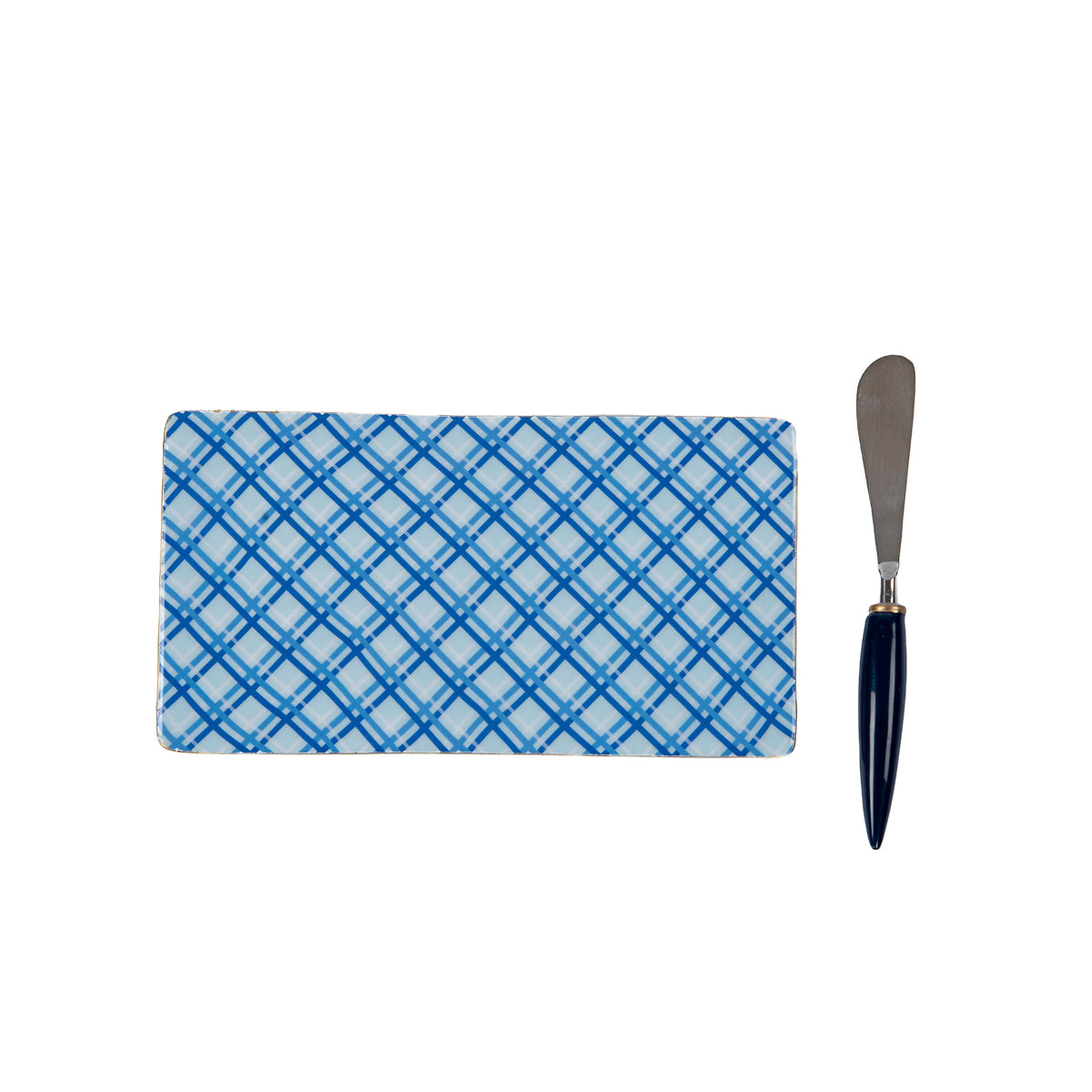 Preppy Plaid Amelia Cutting Board Set - Light Blue - Avail 12/05