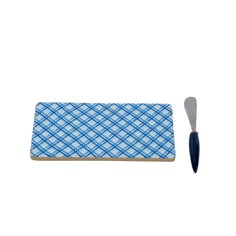 Preppy Plaid Amelia Cutting Board Set - Light Blue - Avail 12/05