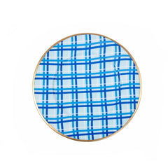 Preppy Plaid Enameled Blue / Light Blue Charger Plate For Dinnerware, Place settings, Entertaining, Table Top (Pk of 4)