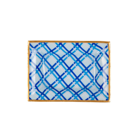 Preppy Plaid Enameled Landry Tray - Light Blue