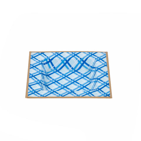 Preppy Plaid Enameled Tori Trinket Tray - Light Blue - Avail 12/05