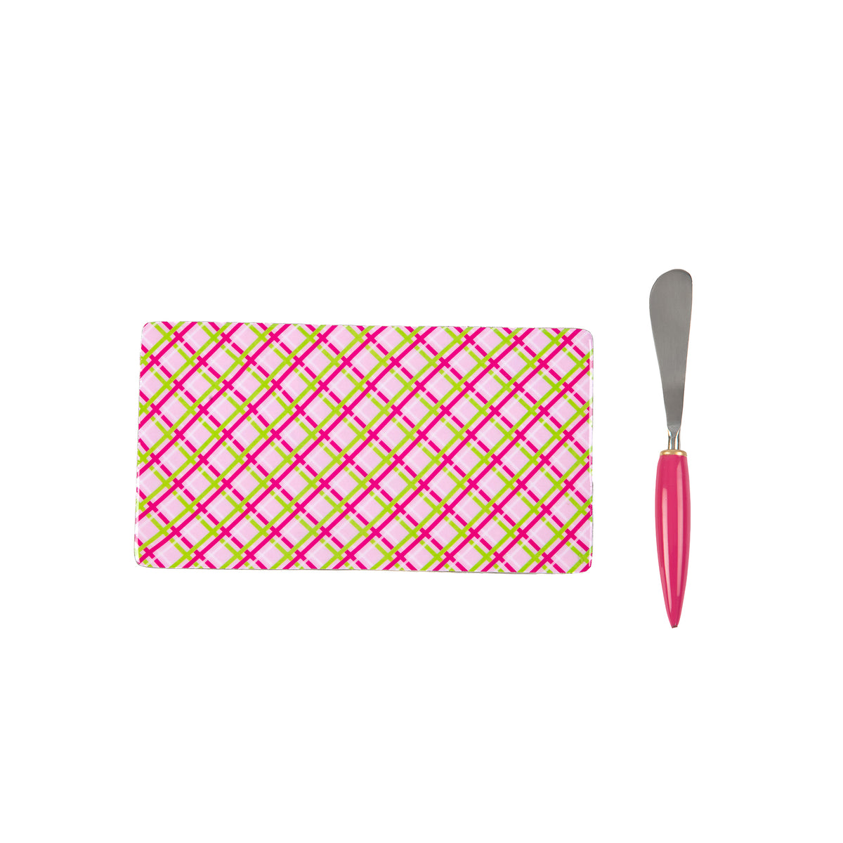 Preppy Plaid Amelia Cutting Board Set - Pink - Avail 12/05