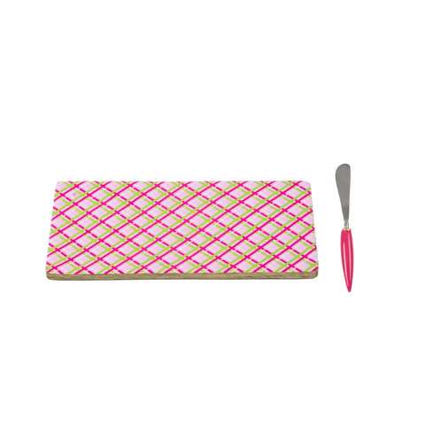 Preppy Plaid Amelia Cutting Board Set - Pink - Avail 12/05